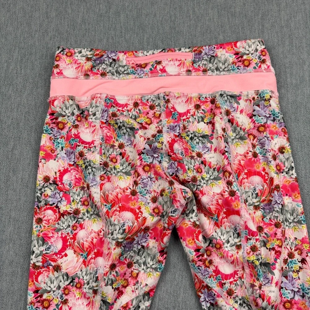 Lululemon Womens Leggings 6 Pink Flowabunga Mini Crop II Run Inspire 22" Yoga - Picture 11 of 14